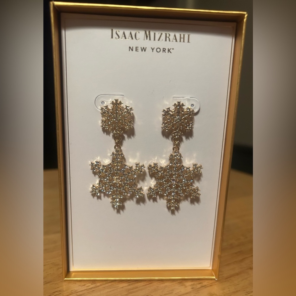 Isaac Mizrahi Gold Snowflake Dangle Earrings